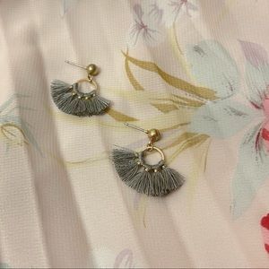 Small Tassel Earrings in Grey